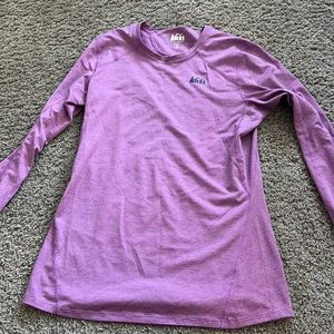 REI pink purple micro stripe base layer